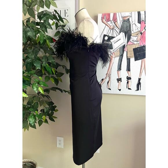 LPA Womens Black Strapless Aurora Feather Elegant Party Holiday Dress Sz XL - Picture 5 of 11